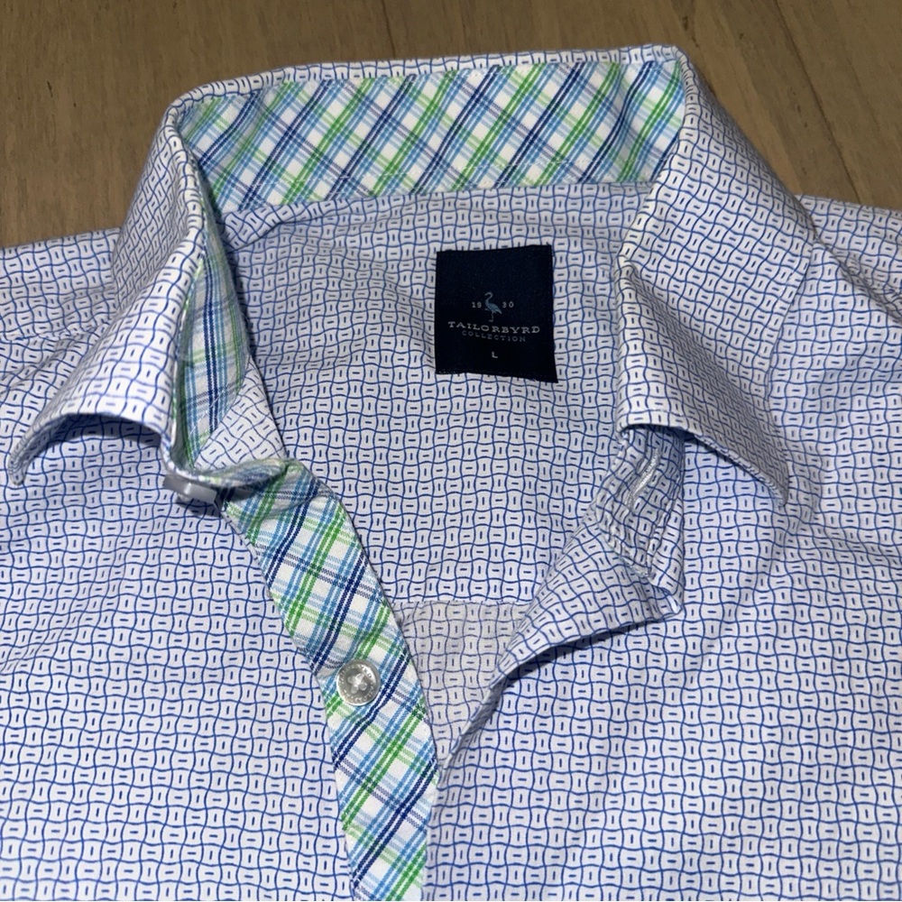 Tailorbyrd Light Blue Patterned Button Down Shirt